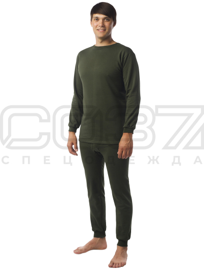 Бельё нательное мужское утеплённое цв.олива тк.100% хлопок 1