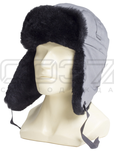 Шапка-ушанка Полюс цв.серый тк.смесовая 1